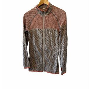 Grey&Orange Stretch Zip Up Athletic Sweater S